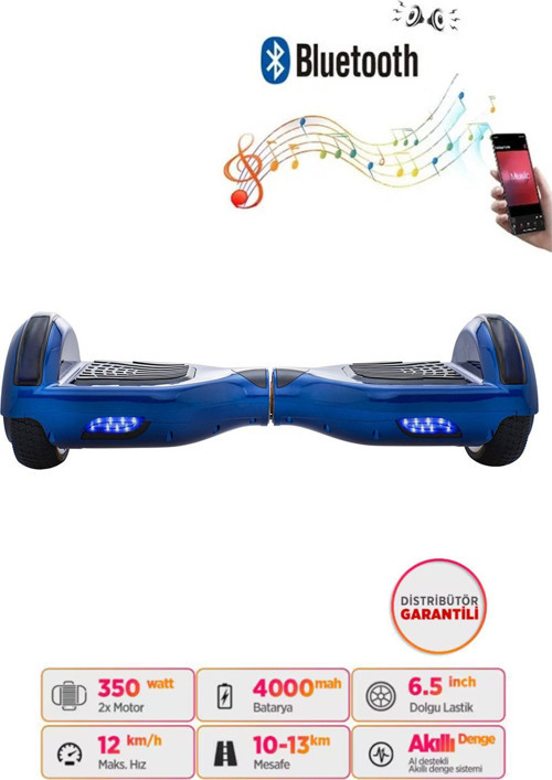 Hoverboard Elektrikli Kaykay Bluetooth Hoparlörlü 6.5 Inch Mavi