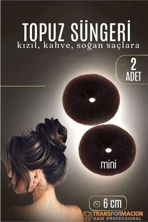 Modacar KAHVE Mini Saç Topuz Süngeri 2 ADET 6 CM Çap 2.5 cm Kalınlık