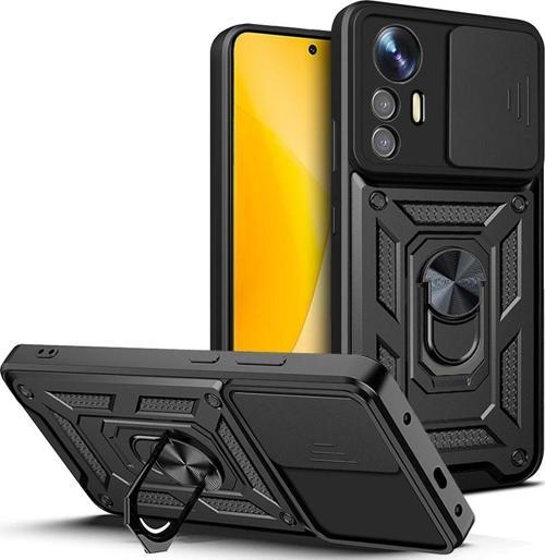 Xiaomi Mi 12 Lite Uyumlu Kamera Koruma Sürgülü Standlı Tank Kılıf
