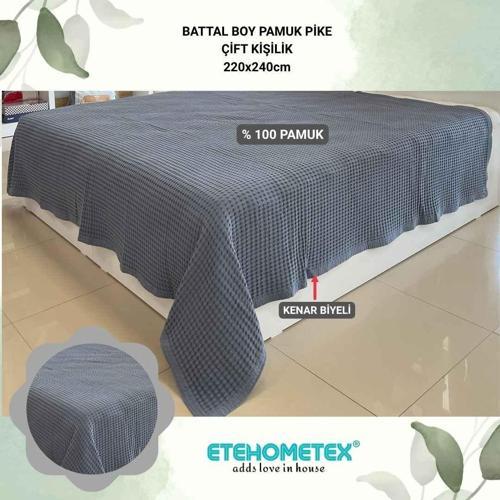 ETEHOMETEX  HAVUZLU PİKE ÇİFT KİŞİLİK 220X240CM KOYU GRİ 8696474231871