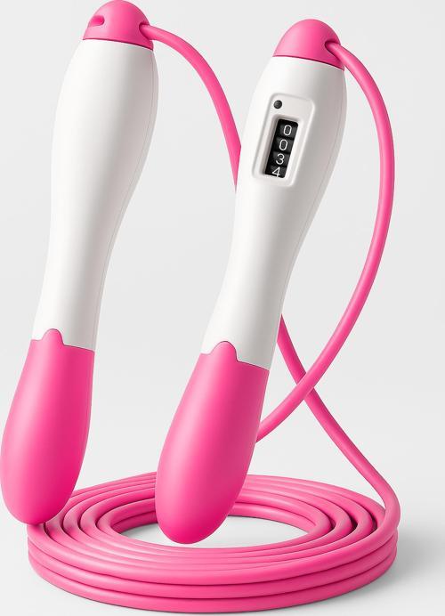 Atlama İpi Uzunluk Ayarlanabilir Mekanik Sayaçlı Ayarlı Göstergeli Atlama İpi Jump Rope Pembe 5006