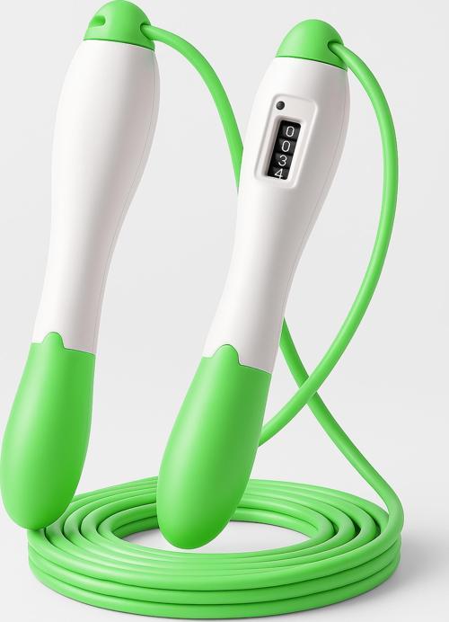 Atlama İpi Uzunluk Ayarlanabilir Mekanik Sayaçlı Ayarlı Göstergeli Atlama İpi Jump Rope Yeşil 5006