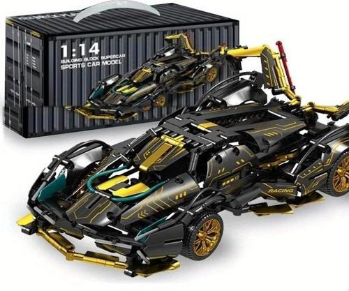 1200 Parça 1:14 BUILDING BLOKS Spor Araba Yapı Blokları Seti 3D Montaj Modeli Kiti, Gençler & Yetişk