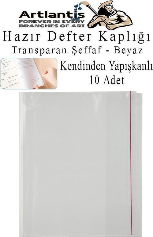 Hazır Defter Kaplığı Şeffaf Buzlu Beyaz A4 10 Adet 1 Paket Cırtlı Ayarlanabilir Kendinde Yapışkanlı Kaplık Okul Sınıf
