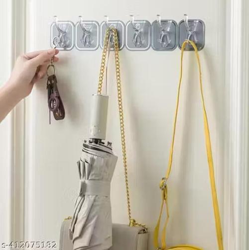 Koparılabilen Kendinden Yapışkanlı Figürlü 6'lı Askı Gri