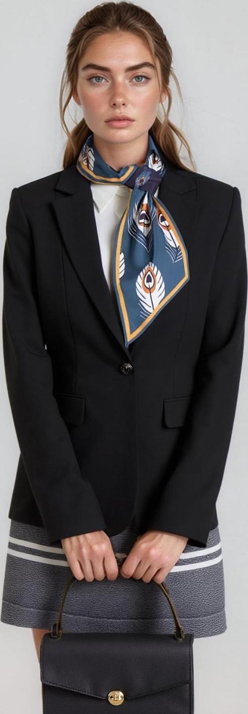 Tüy Desenli Çift Taraflı Kullanıma Uygun Kadın Kravat Fular