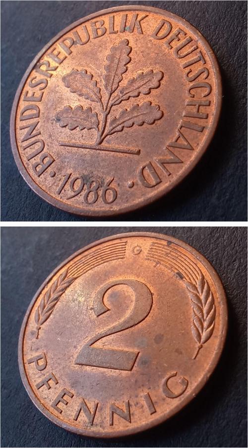 Escoines 39963688566eb12305 1986 Almanya 2Pfennig ÇA+ Eski yabancı madeni para