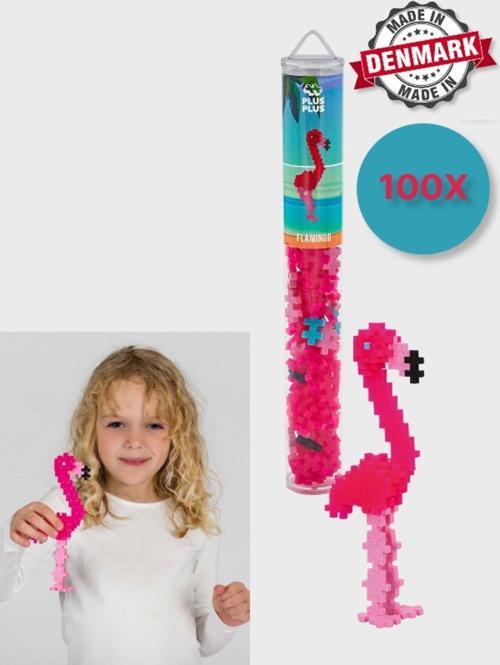 Plus - Plus Minecraft Temalı Silindir Kutuda Flamingo Lego Yapı Oyuncağı ( 100 Parça ) 4242