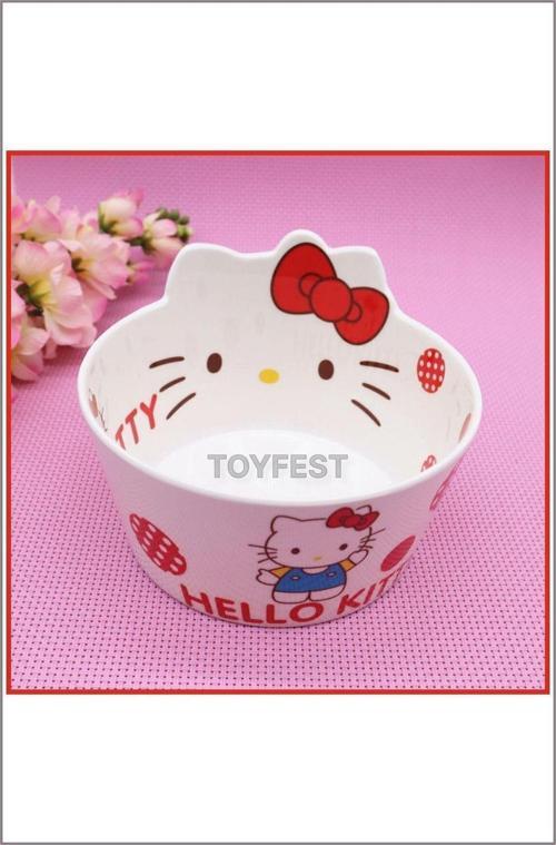 Hello Kitty Figür Desenli Melamin Corn Flex - Noddle Çocuk Yemek Tabağı Kasesi Bowl Model 2