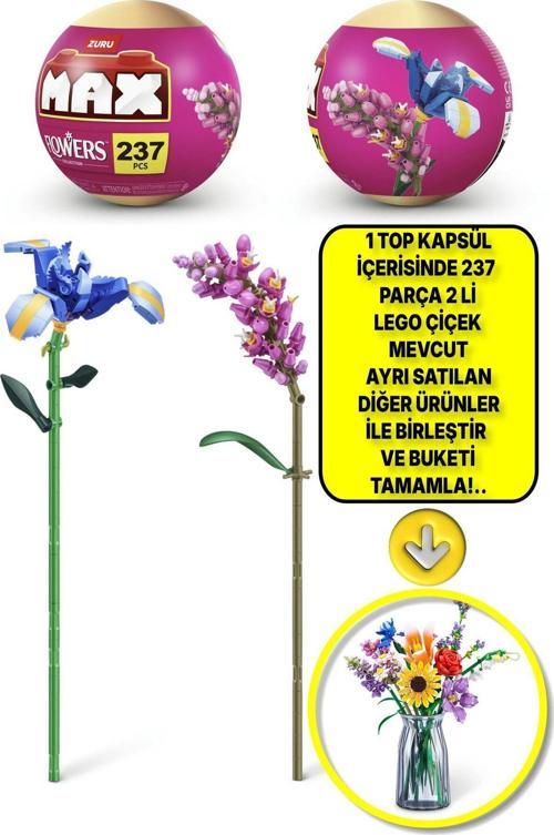Max Uzun Yapı Blok Setli Çiçekler (Yalancı Tarak Otu Ve İris) - Lütfen Dikkat 1 Adet Top Paket !..