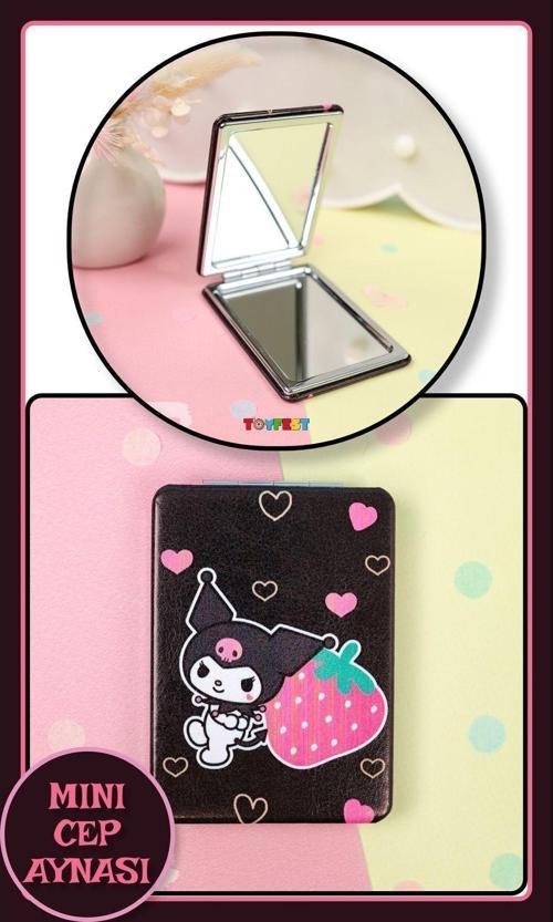 Kuromi Figürlü Mini Cep Aynası 8.6 Cm X 6.2 Cm - Siyah Çilek Model 3