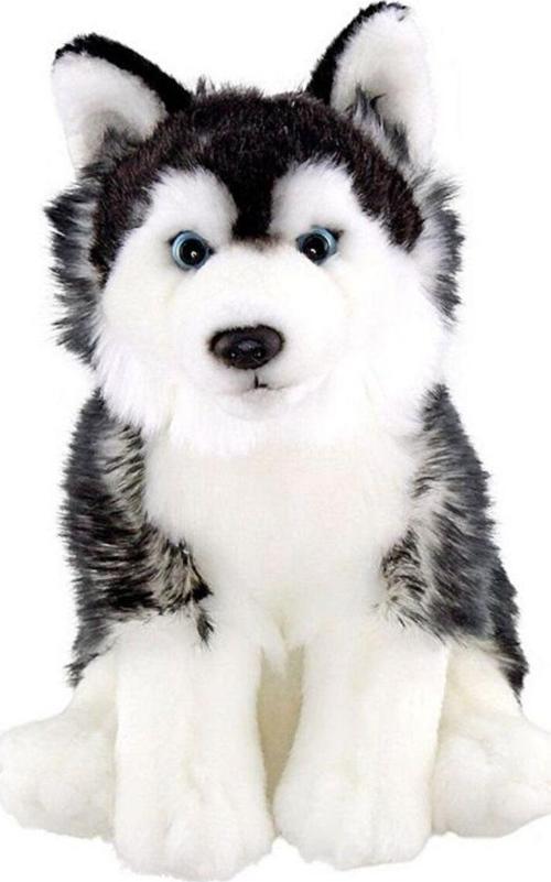 Floppy Siyah Husky Köpek Peluş Oyuncak - 28 Cm