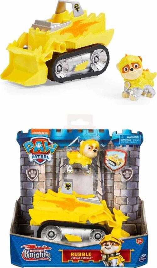 Paw Patrol Cesur Şövalyeler Görev Aracı Seti - Rubble - 19 Cm
