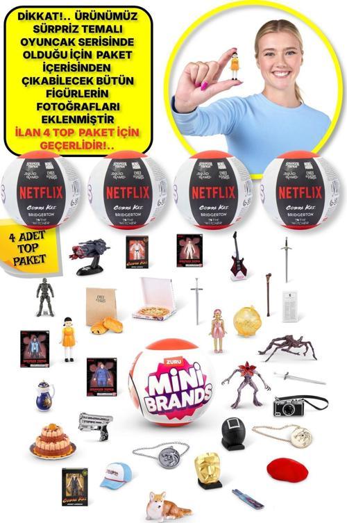 4 Adet Mini Brands Mini Netflix Sürpriz Figürleri Top Paket - 4 Adet