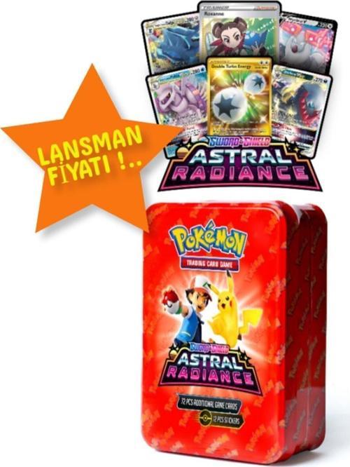 Lisanssız Pokemon 72'Li Oyun Kartı Metal Kutu Sword Shield Astral Radiance