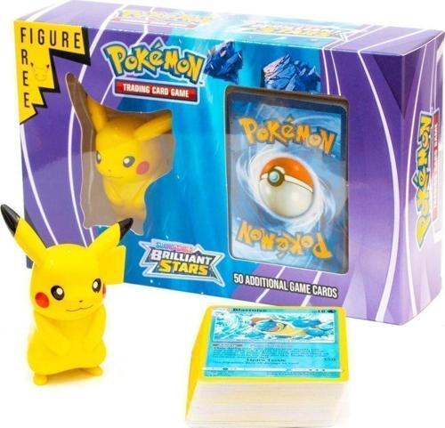 50'Li Trading Card Game Oyun Kartı - Pikachu Figür Hediyeli (Mor Kutu)