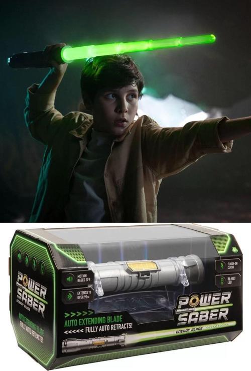 Uzayıp Kısalan Sesli Işıklı Power Saber Işın Kılıcı Yeşil - 90 Cm