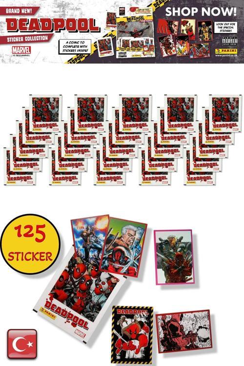 25 Paket - Marvel Deadpool Çıkartma Paketi | Panini Lisanslı Ürün ( 125 Stıcker )