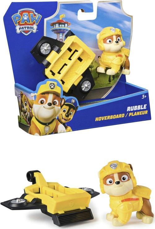 Paw Patrol: Action Pups Rubble Aksiyon Figürü Ve Katlanabilir Kanatlı Hoverboard Uçak Oyuncağı -5 Cm