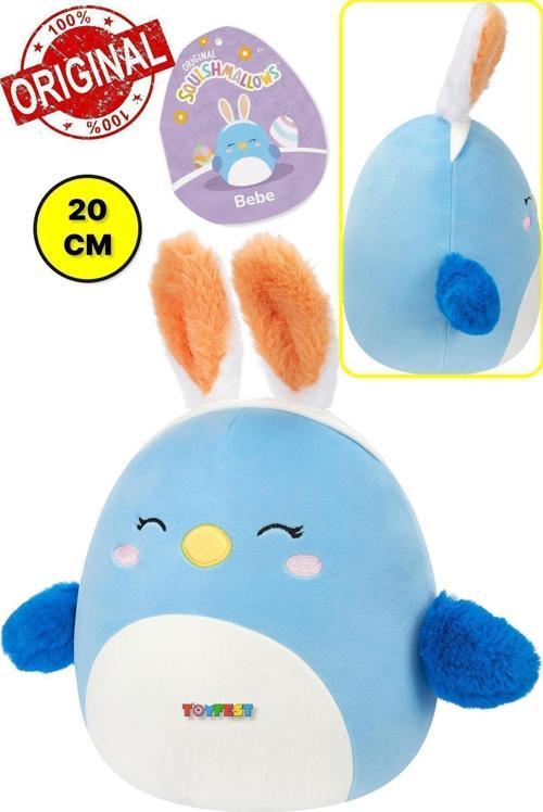Squishmallows Tavşan Kulaklı Mavi Kuş Bebe Yumuşak Pürüzsüz Peluş Oyuncak - 20 Cm