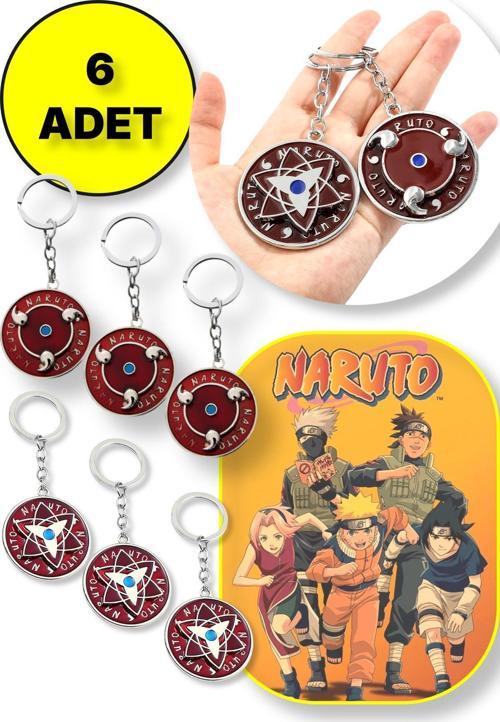 Naruto Figür Metal Anahtarlık - 3 Adet Yıldız Şekil + 3 Adet Dönence Şekil 6 Lı Paket