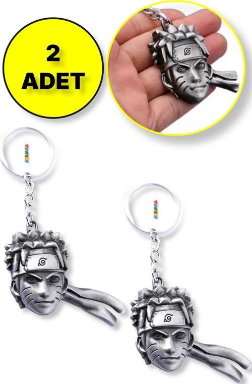 Naruto 3D Büst Figür Metal Anahtarlık - Gümüş Renk - 2 Adet