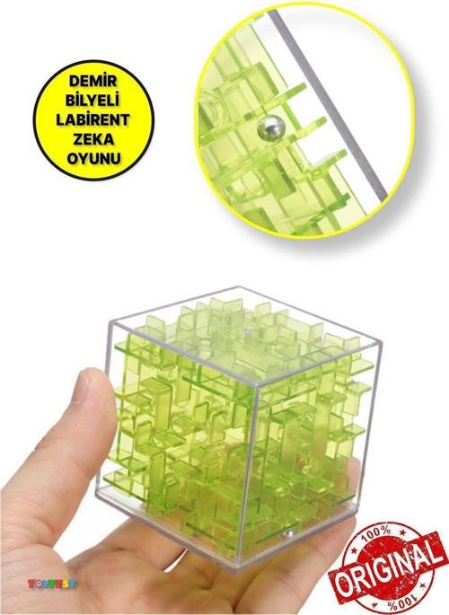 Demir Bilyeli Labirent Zeka Küpü Akıl Küpü Küp - Yeşil