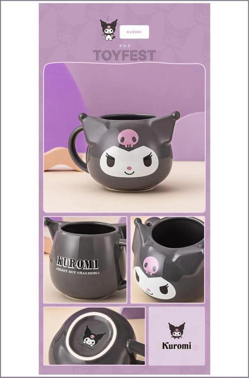 Kawaii Sanrio Kuromi Figürlü 3 Boyutlu Porselen Kupa Mug Bardak Kahve Fincanı
