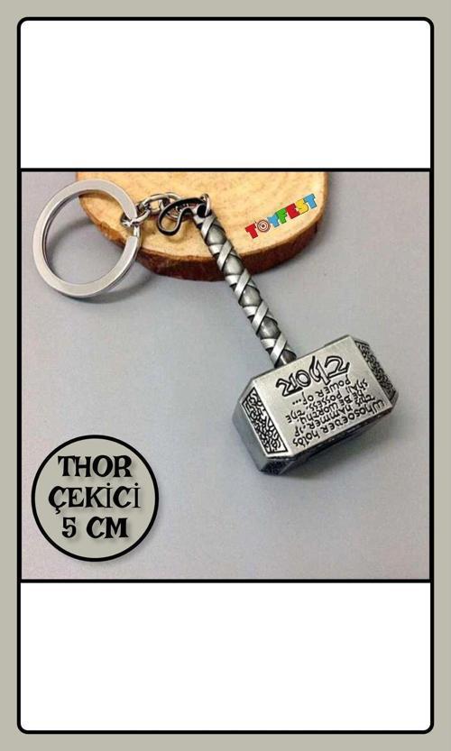 Marvel Avengers Thor'Un Çekici - Metal Thor Çekiç Figürlü Anahtarlık - Gümüş Renkli