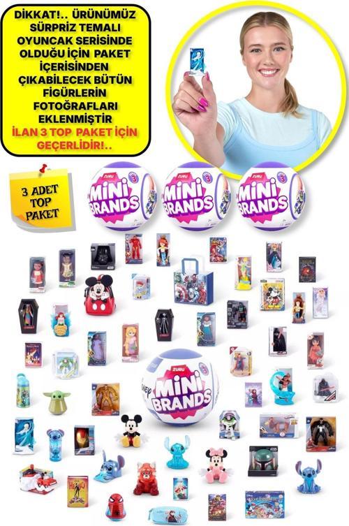 3 Adet Mini Brands Mini Disney Sürpriz Figürleri Top Paket - 3 Adet