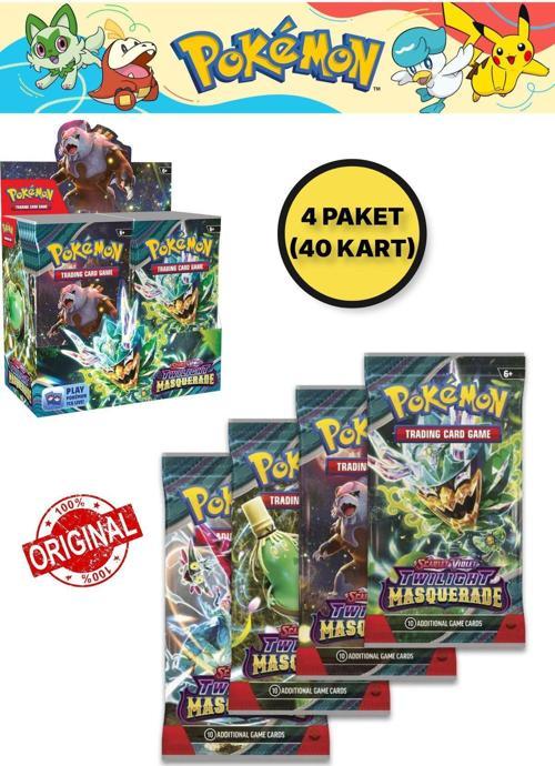 Pokemon Twilight Masquerade Booster English Tcg Online Oyun Kodlu Pokemon Kart - 4 Adet