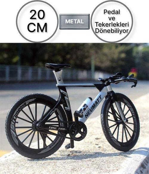 Pedal Ve Tekerlekleri Dönebilen Die - Cast Mini Model Metal Dağ Bisikleti - Silver - 1:10