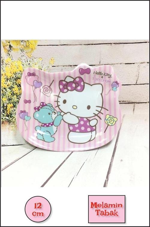 Hello Kitty Figürlü Melamin Çocuk Yemek Tabağı Fincan Altlığı Tabak - 12 Cm Model 3