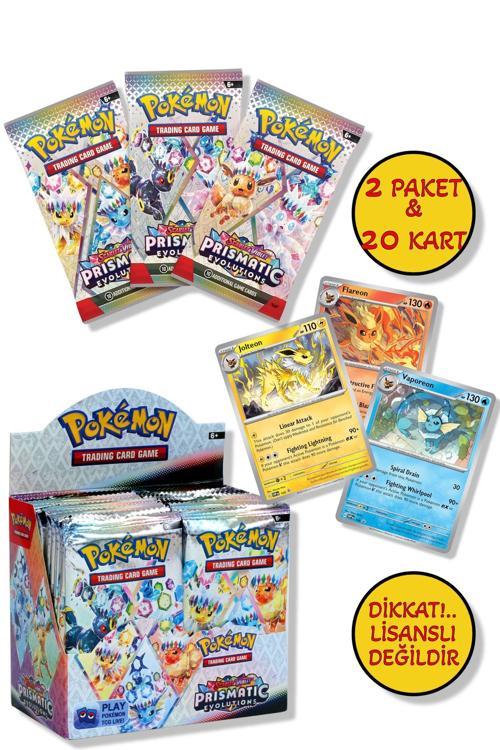 2 Paket (20 Kart) Prismatic Evolution Lisanssız Pokemon Oyun Kartı Tcg Scarlet & Violet Booster Pack