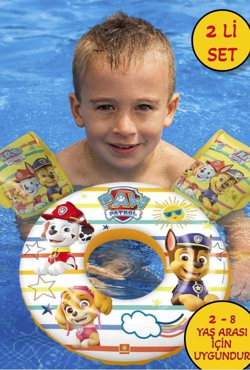 2 Li Set Paw Patrol Figürlü Deniz Havuz Çocuk Yüzücü Can Simidi 50 Cm Ve Kolluk 2 Li Set