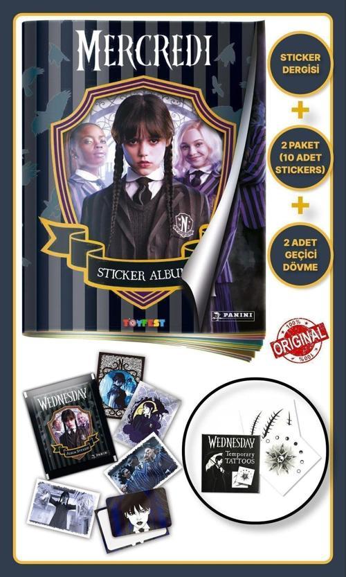 Panini Wednesday Koleksiyon Sticker Çıkartmaları Dergisi + 2 Paket (10 Adet Sticker) + Geçici Dövme