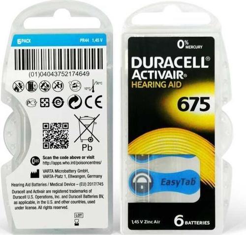 Duracell Activair 675 Kulaklık Pili 6'lı