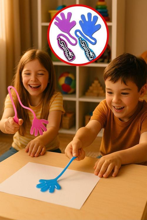 Jaru 2'Li Süper Esnek Eğlenceli Yapışkan El Snap Hand El - ( Mor - Mavi )