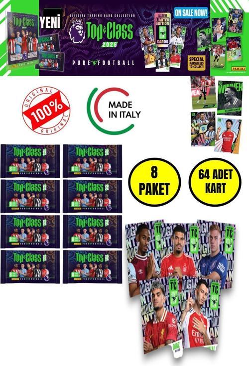 Panini Top Class 2025 Premier League Koleksiyon Futbolcu Kartları ( 8 Paket & 64 Adet Kart )
