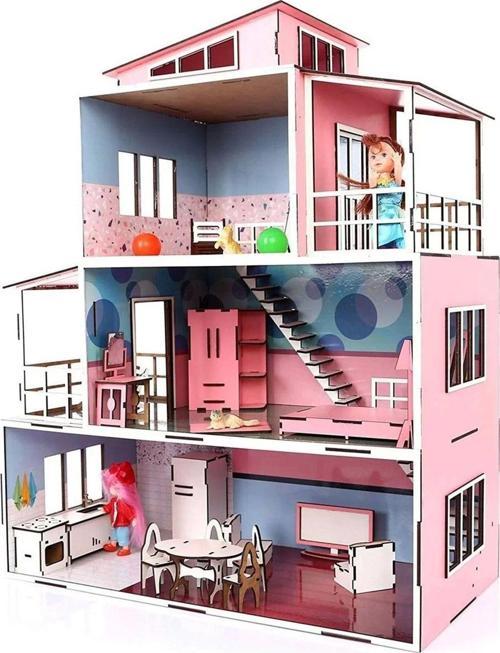 Oyuncak Ahşap Full Aksesuarlı Bebek Evi
