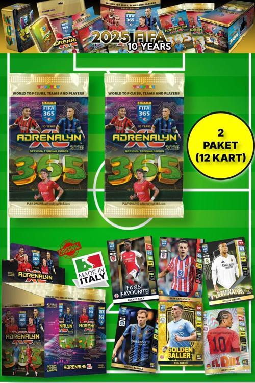 Panini Adrenalyn Fifa 365 - 2025 Official Trading Card Futbolcu Kartları - 2 Paket (12 Kart)