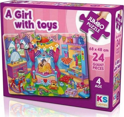 A Girl With Toys 24 Parça Jumbo Boy Puzzle