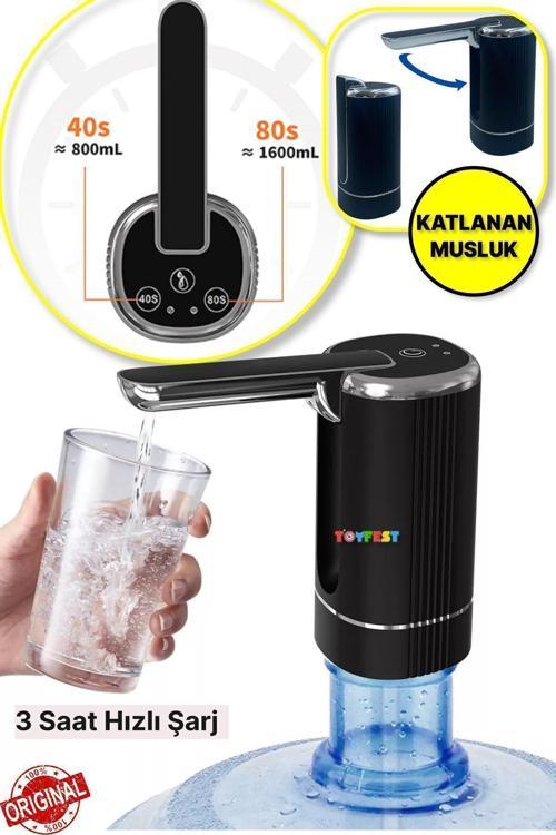Zaman Ayarlı Katlanır Musluk 1200 Mah Bataryalı Usb İle Şarj Olabilen Elektronik Damacana Su Pompası