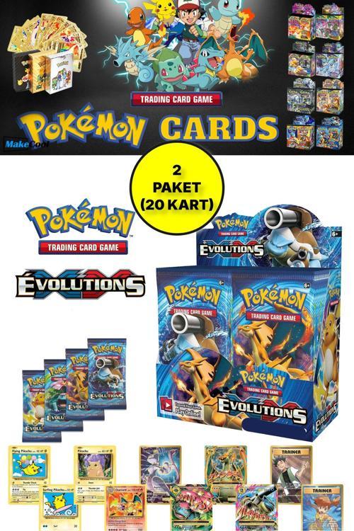 Lisanssız Pokemon Oyun Kartı Tcg Xy Evolutions Booster Pack - 2 Paket (20 Kart)
