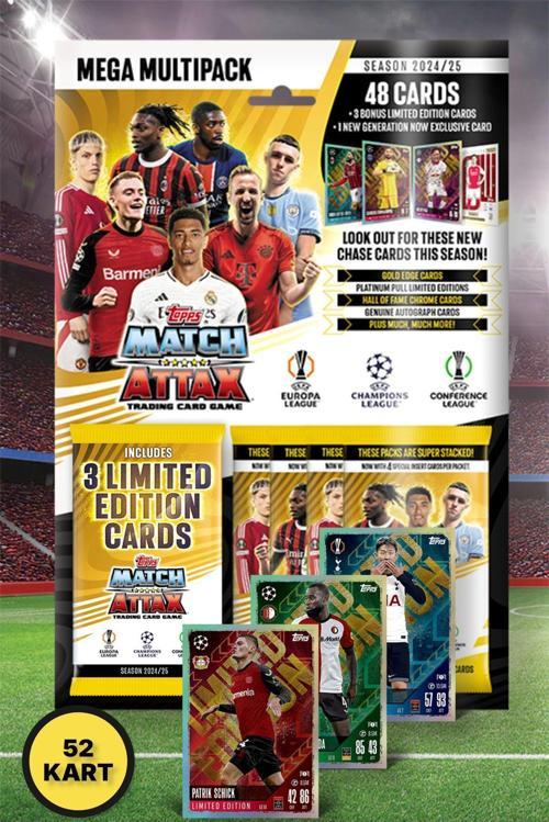 Topps Match Attax 24-25 Uefa Futbolcu Kartları Mega Multipack - 52 Kart (48 Kart+3 L.E.+1 Exclusive)