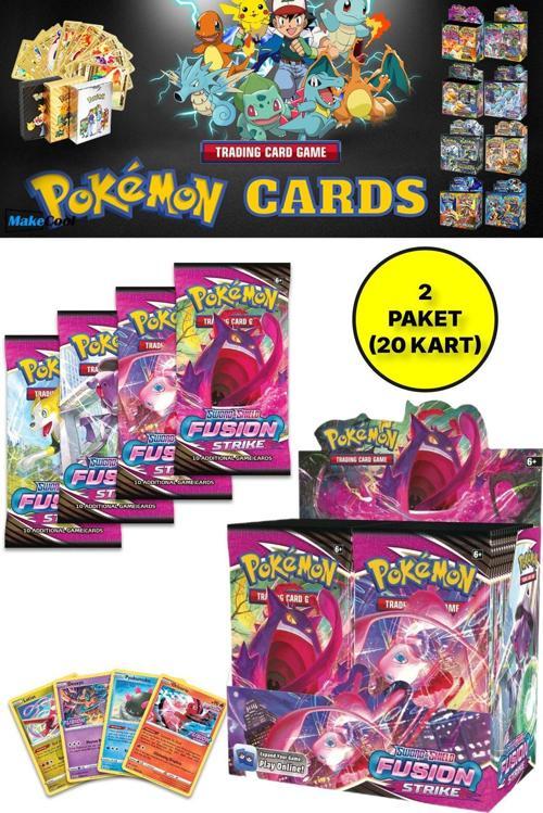Lisanssız Pokemon Oyun Kartı Tcg Sword&Shield Fusion Strike Booster Pack - 2 Paket (20 Kart)