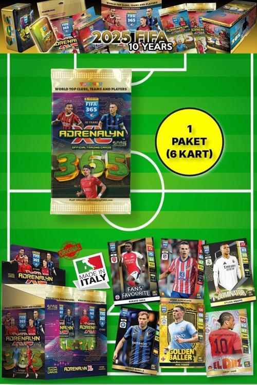 Panini Adrenalyn Fifa 365 - 2025 Official Trading Card Futbolcu Kartları - 1 Paket (6 Kart)