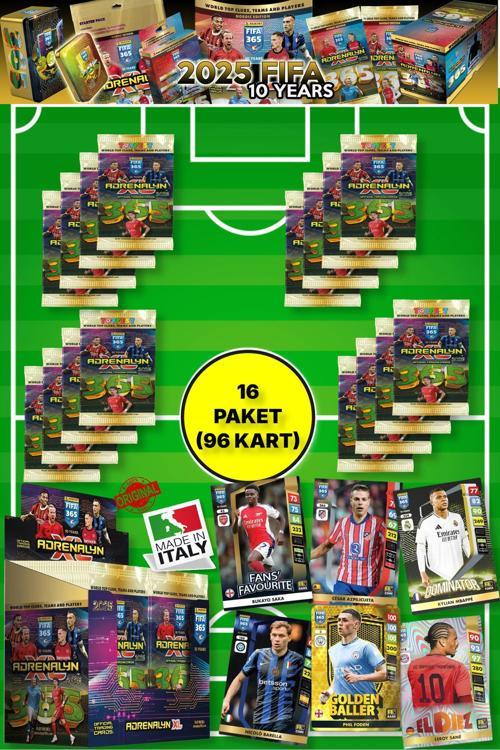 Panini Adrenalyn Fifa 365 - 2025 Official Trading Card Futbolcu Kartları - 16 Paket (96 Kart)