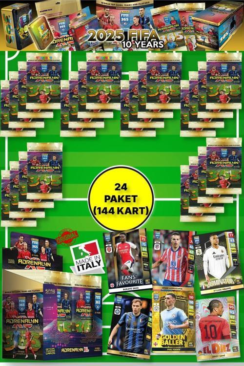 Panini Adrenalyn Fifa 365 - 2025 Official Trading Card Futbolcu Kartları - 24 Paket (144 Kart)