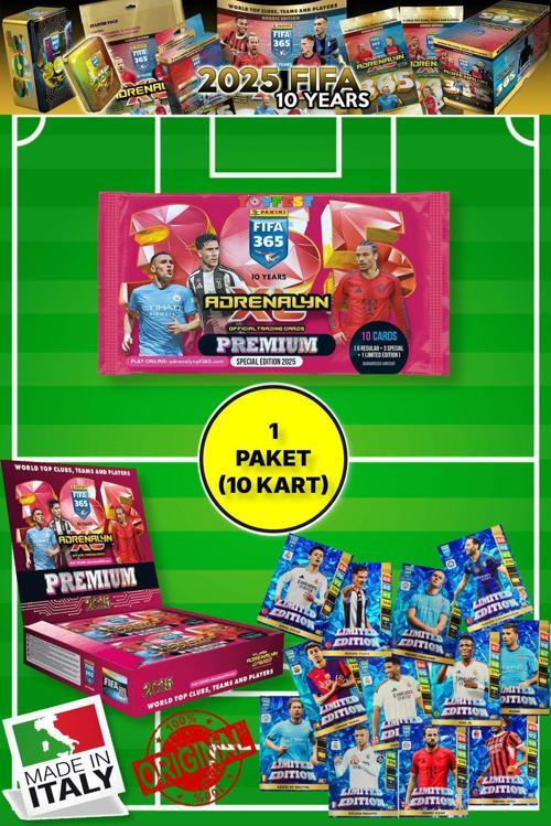 1 Paket Panini Fifa 365 - 2025 Official Special Edition Premium Card Futbolcu Kartları - (10 Kart)